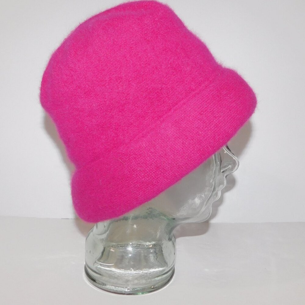 Fuchsia pink Cloche Bucket style Wool Angora Blend Winter hat Parkhurst Womens